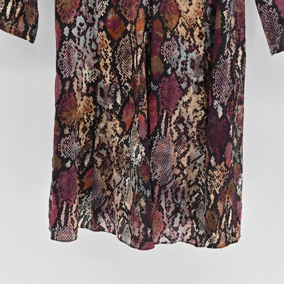 REBECCA TAYLOR Dress Womens Size 6‎ Silk Met Python Snake Print Purple Mob Wife - Picture 4 of 14